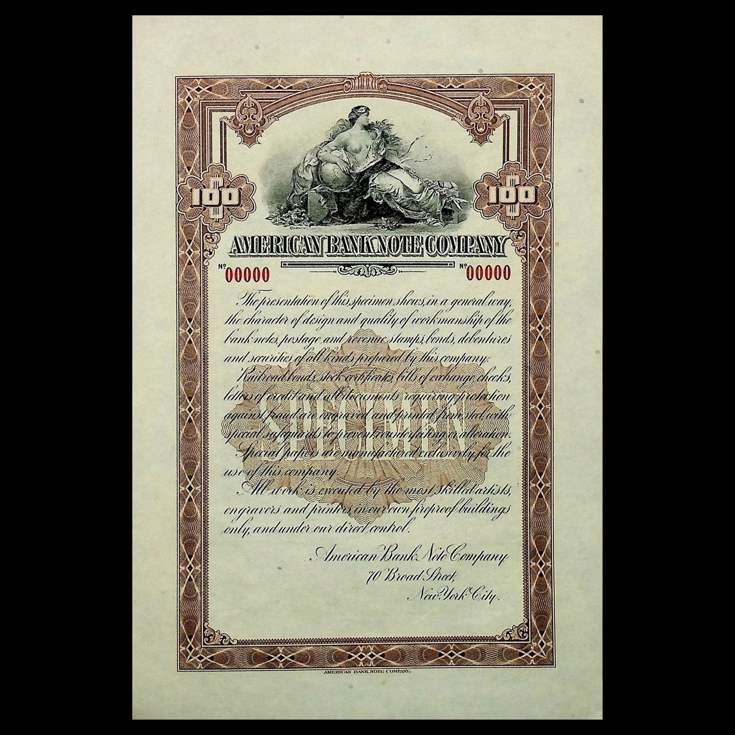 American Bank Note $20 Specimen Printer Note