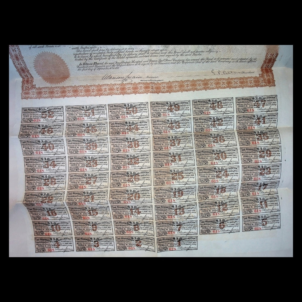 Poughkeepsie, Hartford & Boston Railroad Bond from 1875 (Uncanceled)