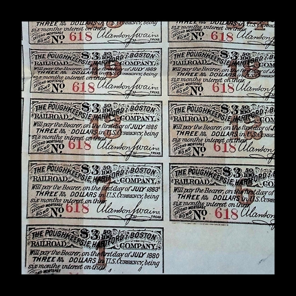 Poughkeepsie, Hartford & Boston Railroad Bond from 1875 (Uncanceled)