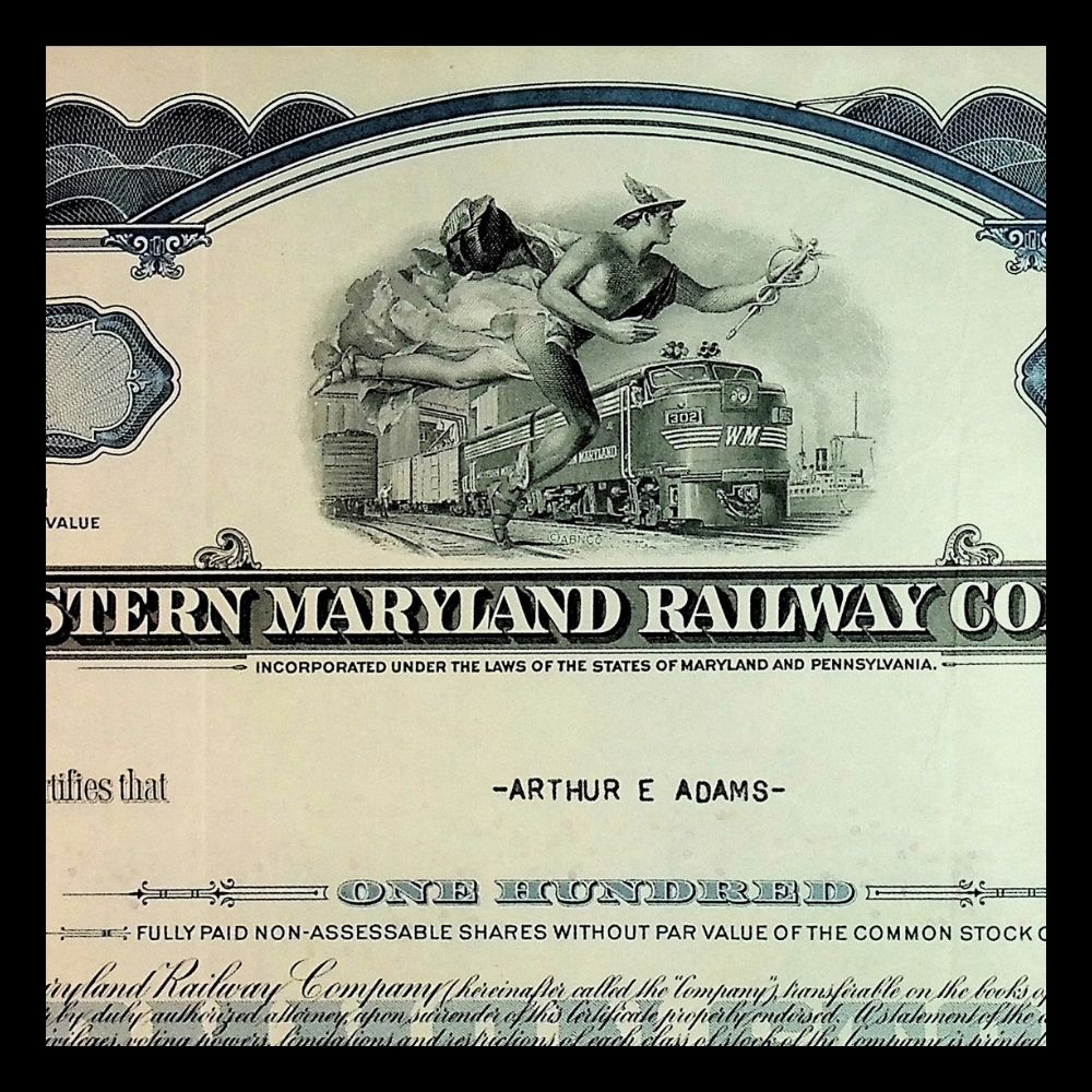 Western Maryland Railway Company Stock Certificate from 1950s