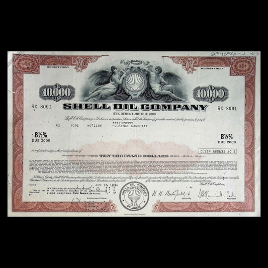 Shell Oil Bond Certificate from 1970s