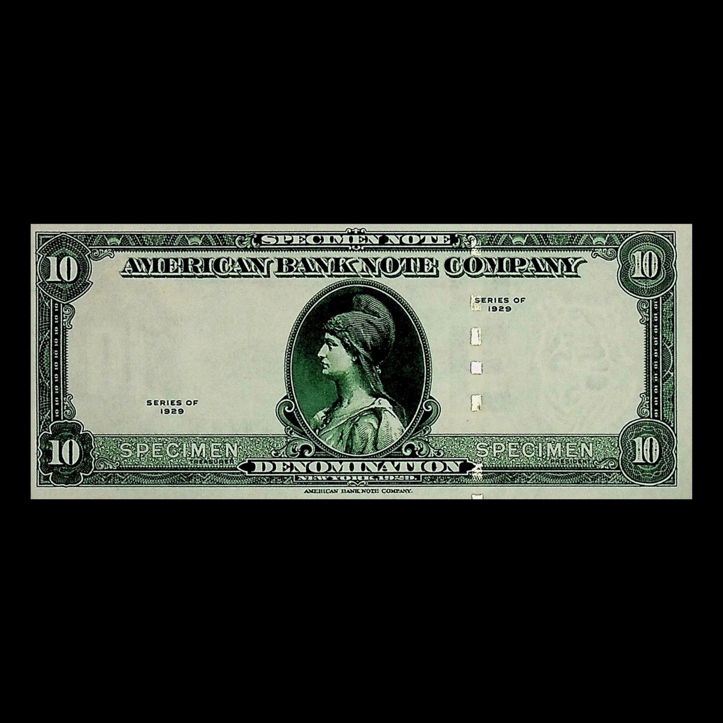 American Bank Note Company $10 Specimen Note (1929 Series) printed in 70s/80s - Uncirculated
