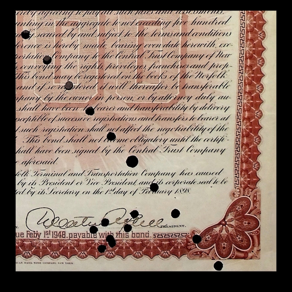 Norfolk Terminal & Transportation Company (Virginia) Gold Bond from 1898
