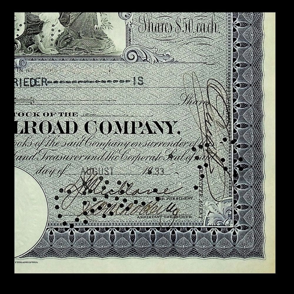 Lehigh Valley Railroad Company Purple Stock Certificate 1930s