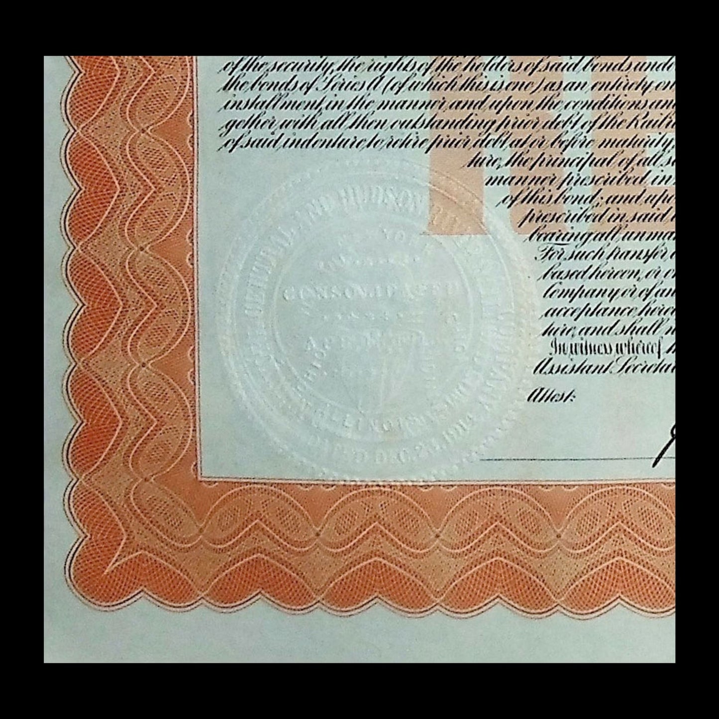New York Central and Hudson River Railroad Company (with Grand Central) Bond Certificate from 1913