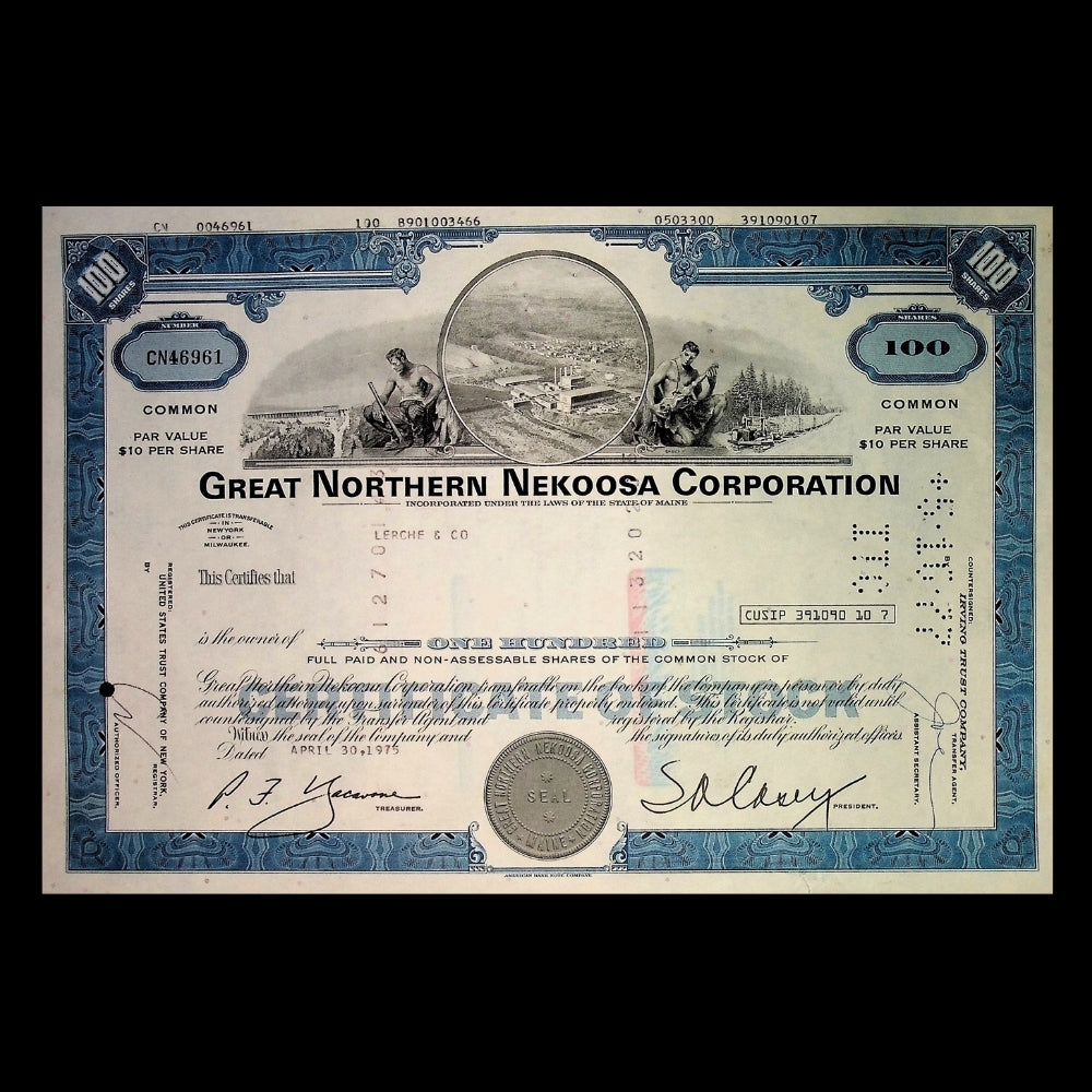 大北方 Nekoosa(现为 Georgia-Pacific)公司股票证书