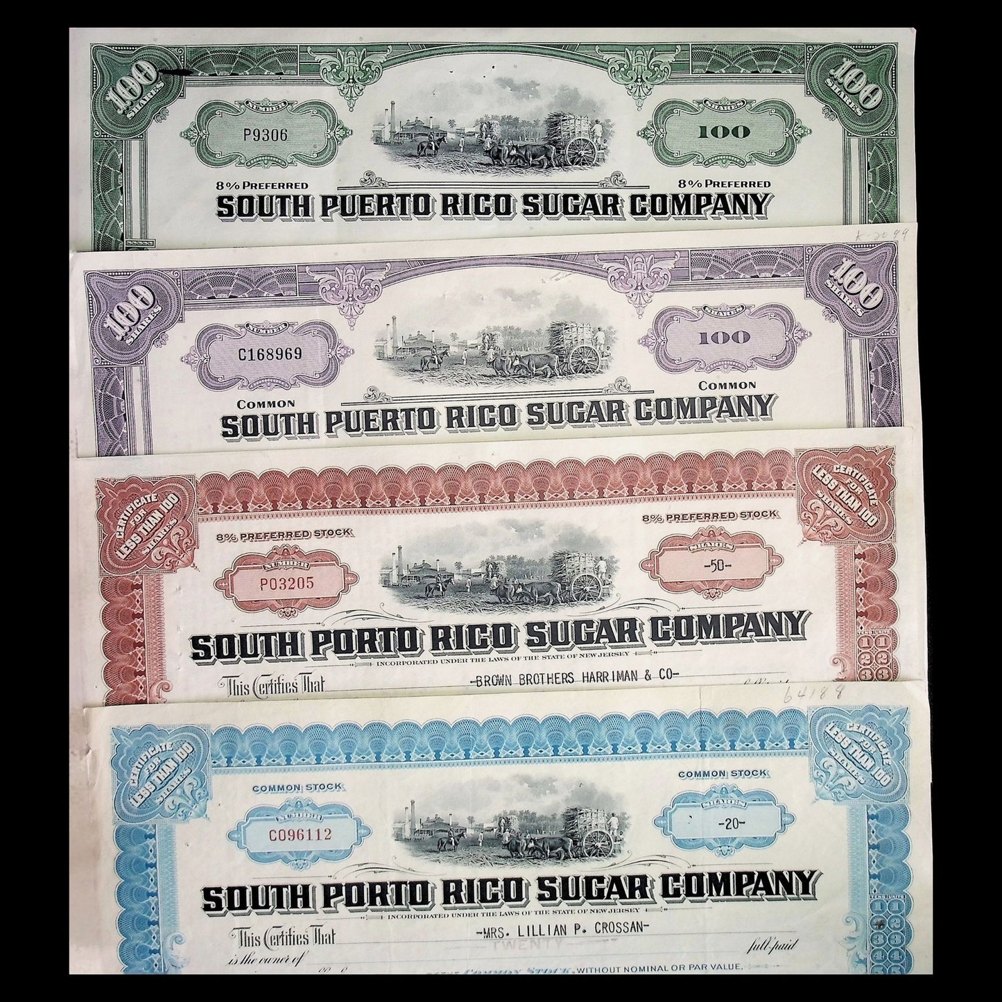 South Puerto Rico Sugar Company Stock Certificate from 1960s