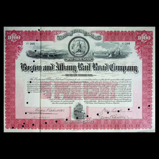 Boston and Albany Rail Road Company Bond from 1913