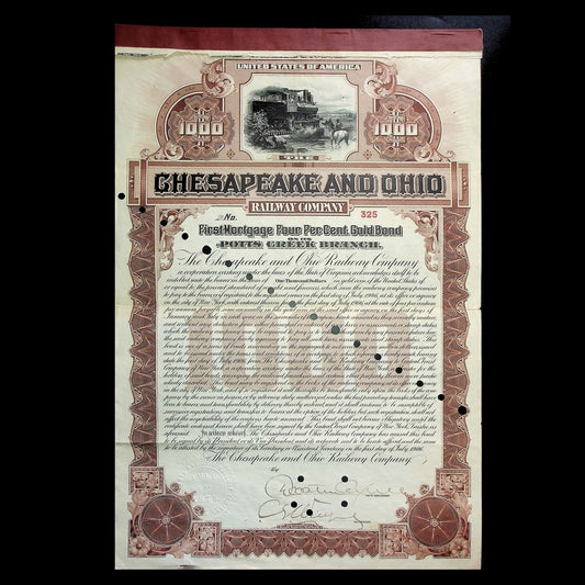 Chesapeake and Ohio Railway Company Bond Certificate from 1906