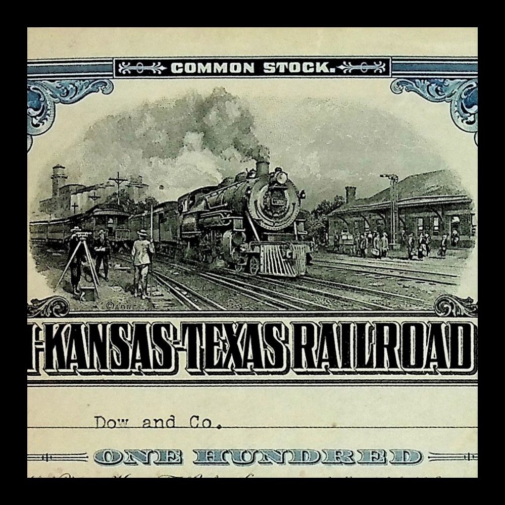 Missouri-Kansas Texas Railroad (Katy Railroad) Company Stock Certificate from 1940s