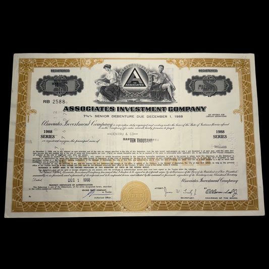 Associates Investment Company (now CitiBank) Bond Certificate from 1960s