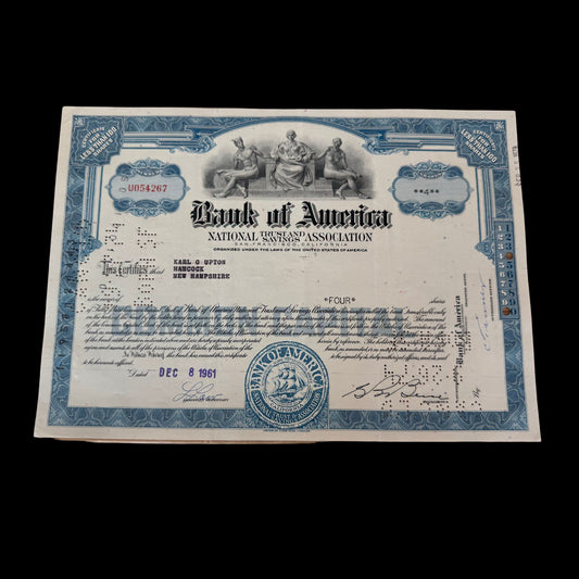 Bank of America Stock Certificate from 1950/60s