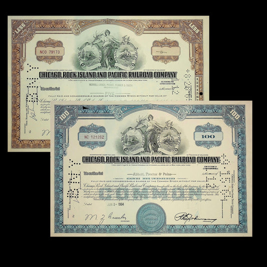 Chicago, Rock Island and Pacific Railroad Company Stock Certificate from 1950s/1960s