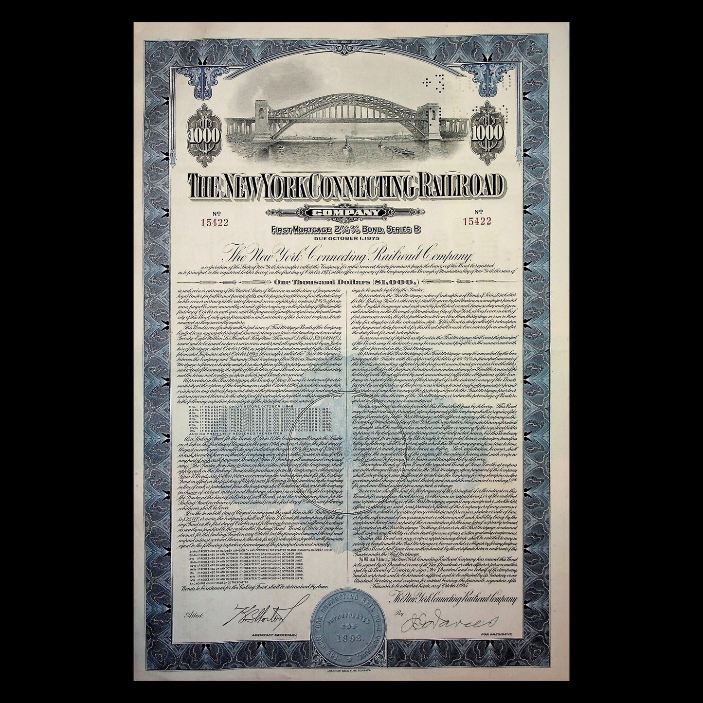 纽约连接铁路公司(纽约地狱门大桥)1945 年债券