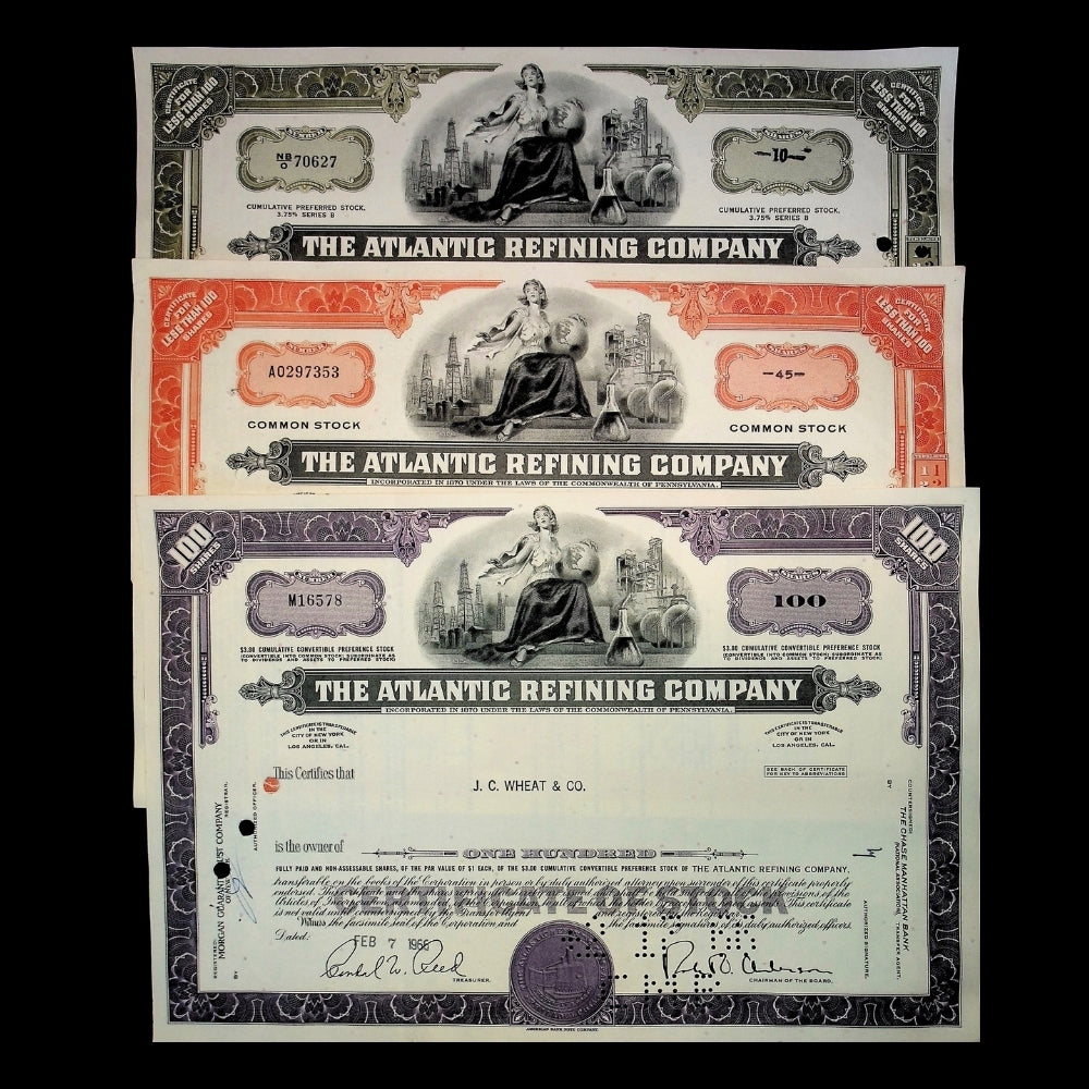 The Atlantic Refining Company (now BP) Stock Certificate from 1960s