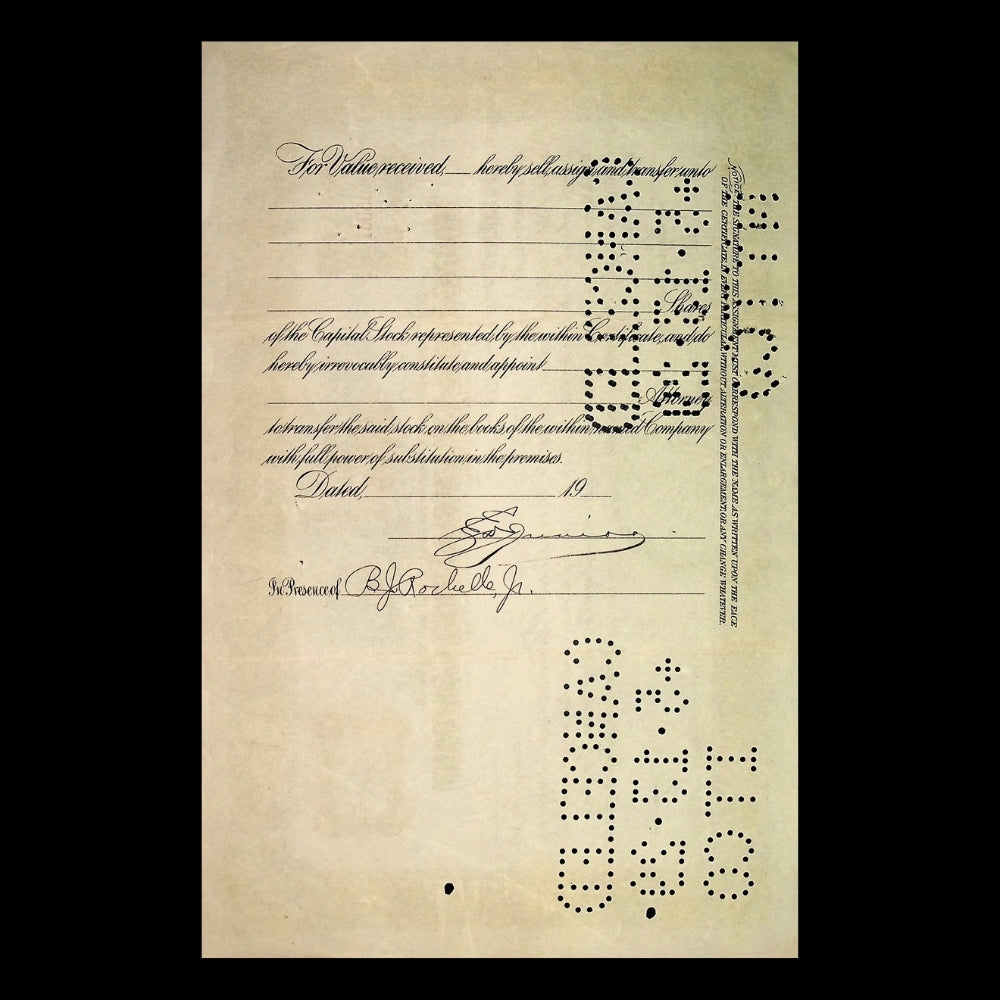 Irving Trust Company (now BNY Melon) Stock Certificate from 1930s