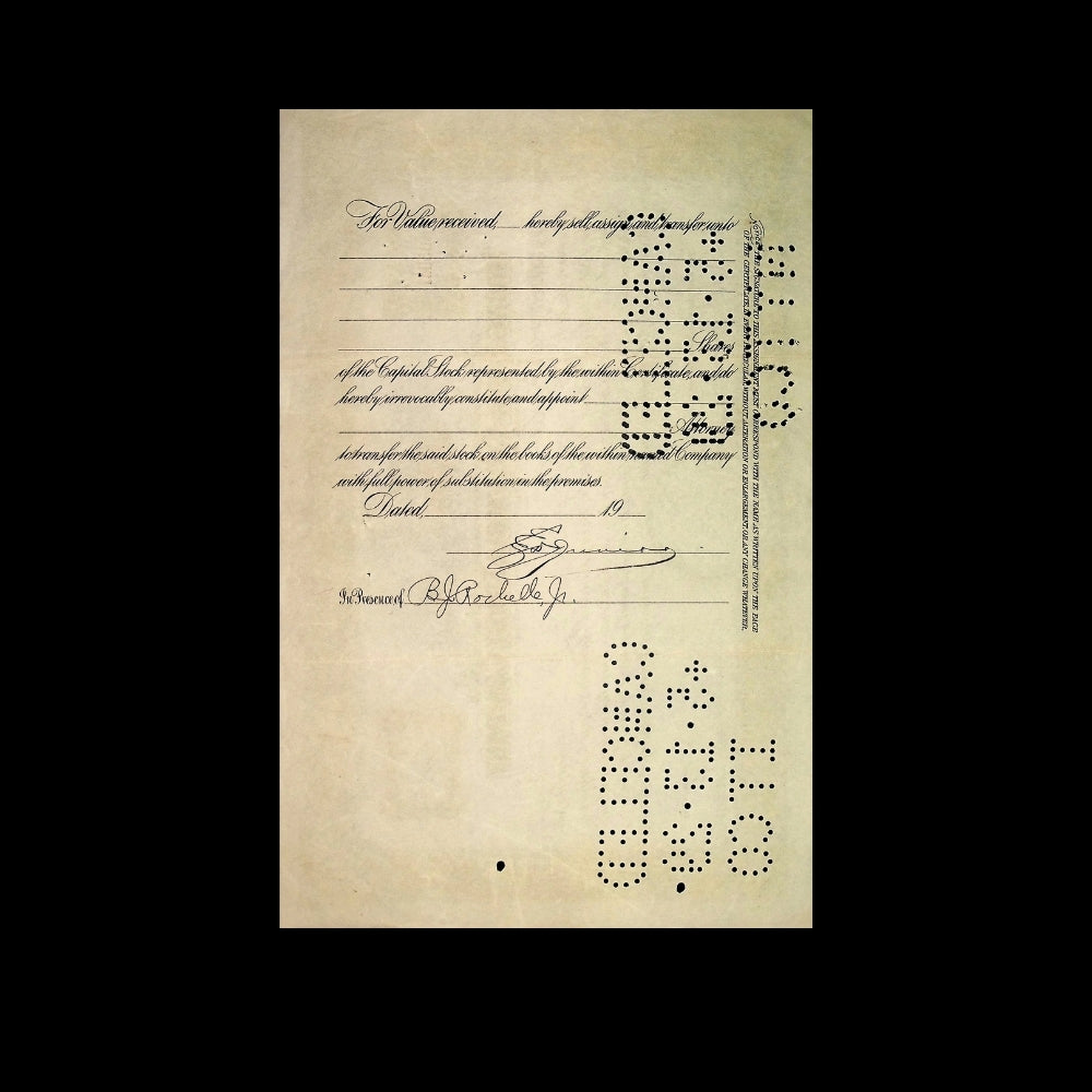 Irving Bank Columbia Trust Company Stock Certificate from 1920s