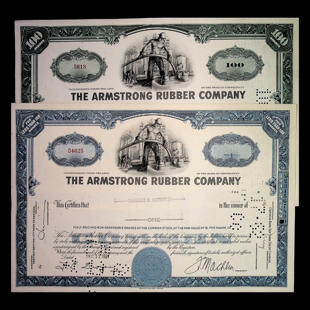 Armstrong Rubber Company Stock Certificate from 1960s