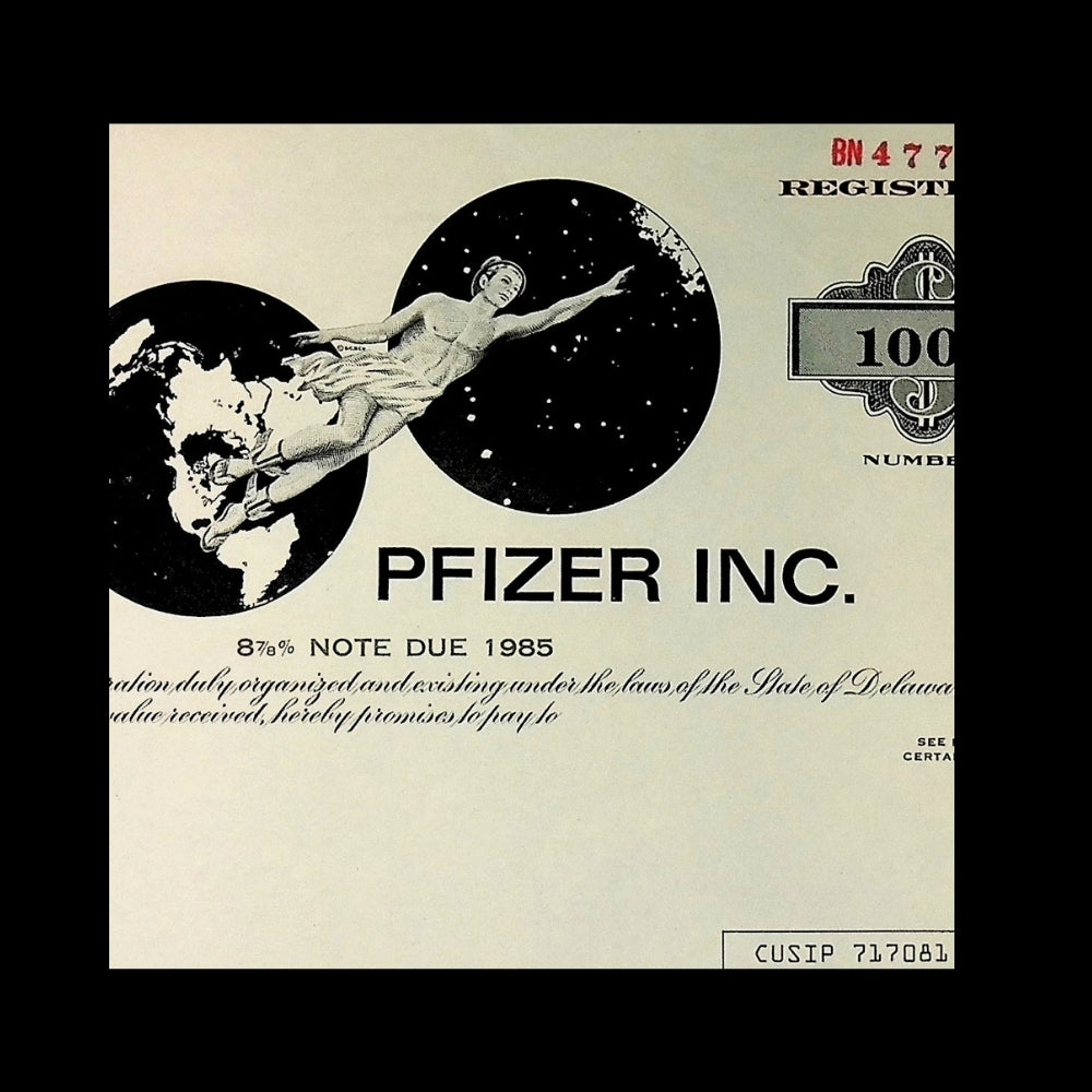 Pfizer Incorporated Bond Certificate from 1980s (Brown)