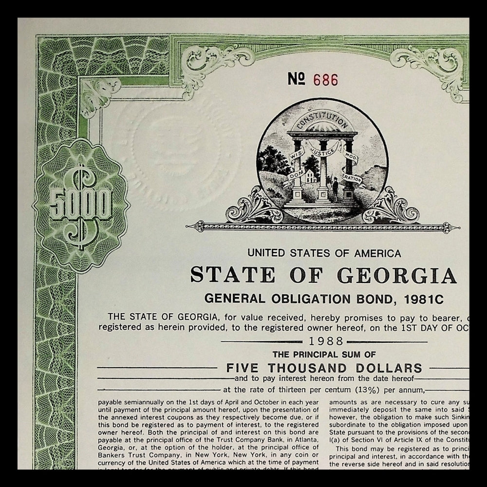 State of Georgia General Obligation Bond from 1981