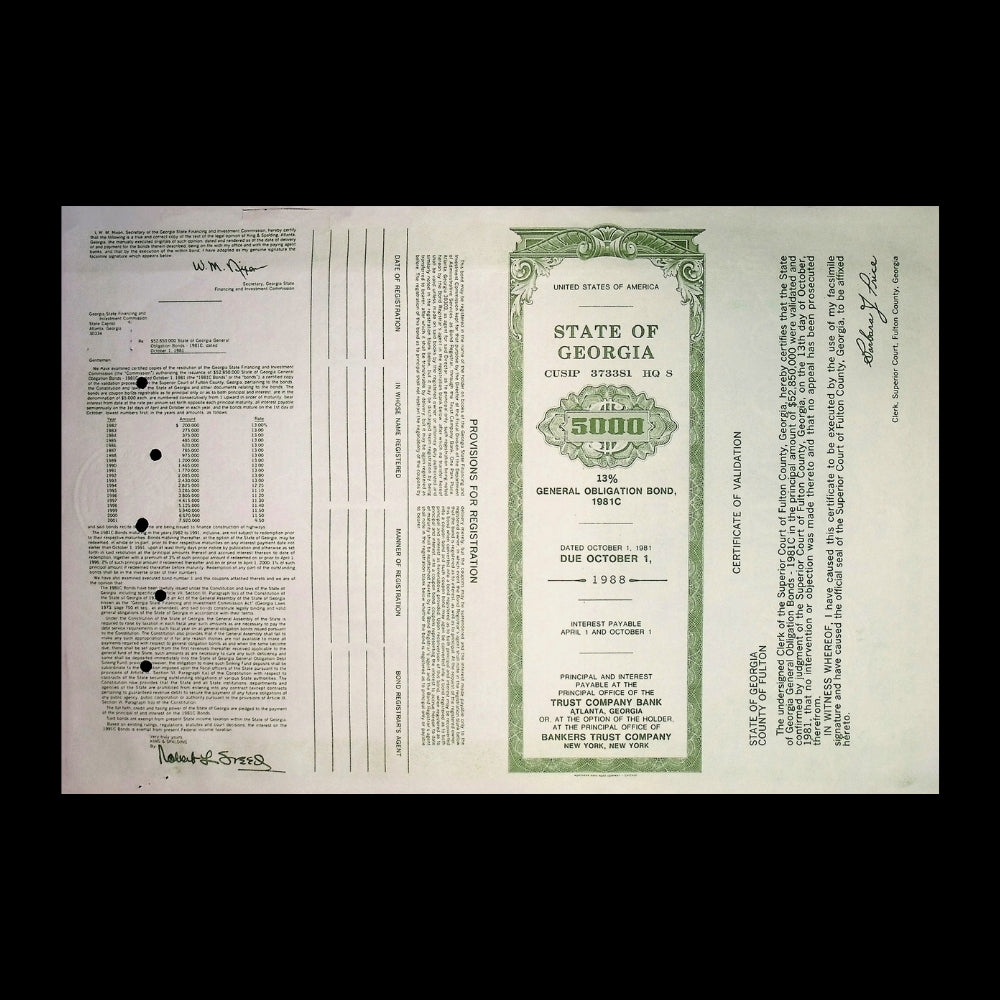 State of Georgia General Obligation Bond from 1981
