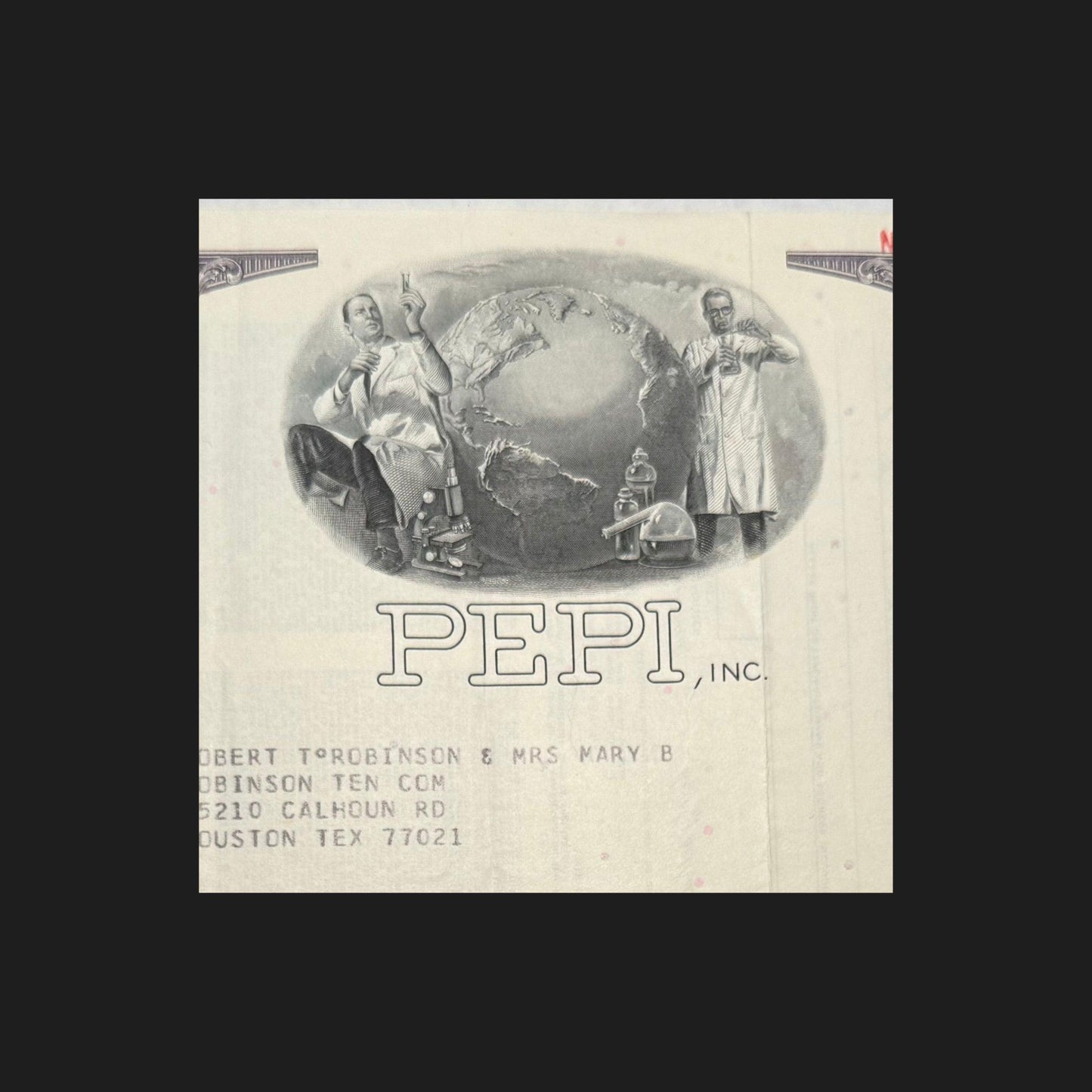 PEPI, Inc(飞利浦电子和制药)股票证书