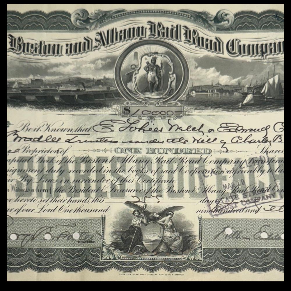 Boston & Albany Railroad Company Stock Certificate from 1940s