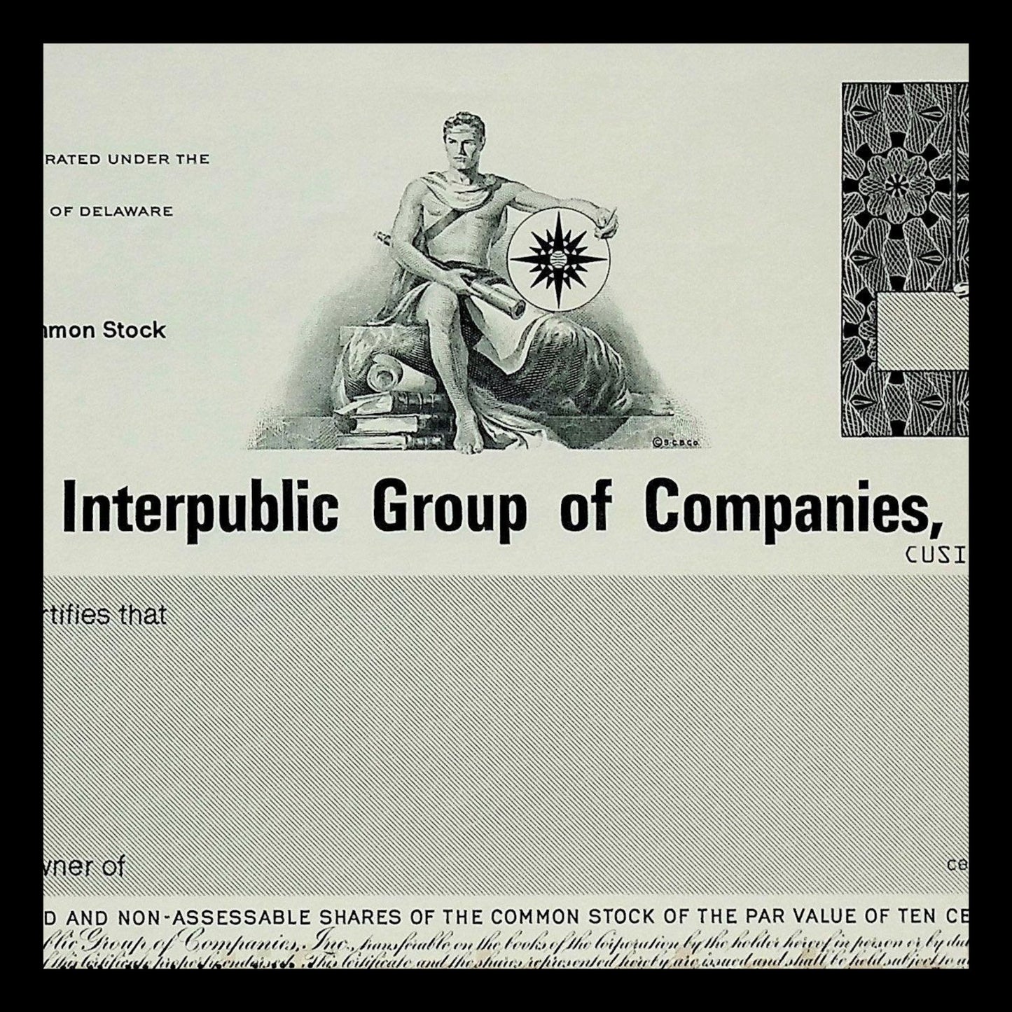埃培智集团公司 (IPG 广告代理),股票证书样本