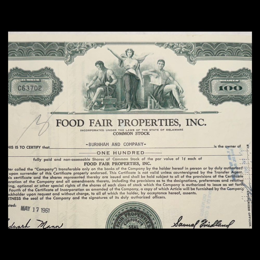 Food Fair Properties, Inc 股票证书
