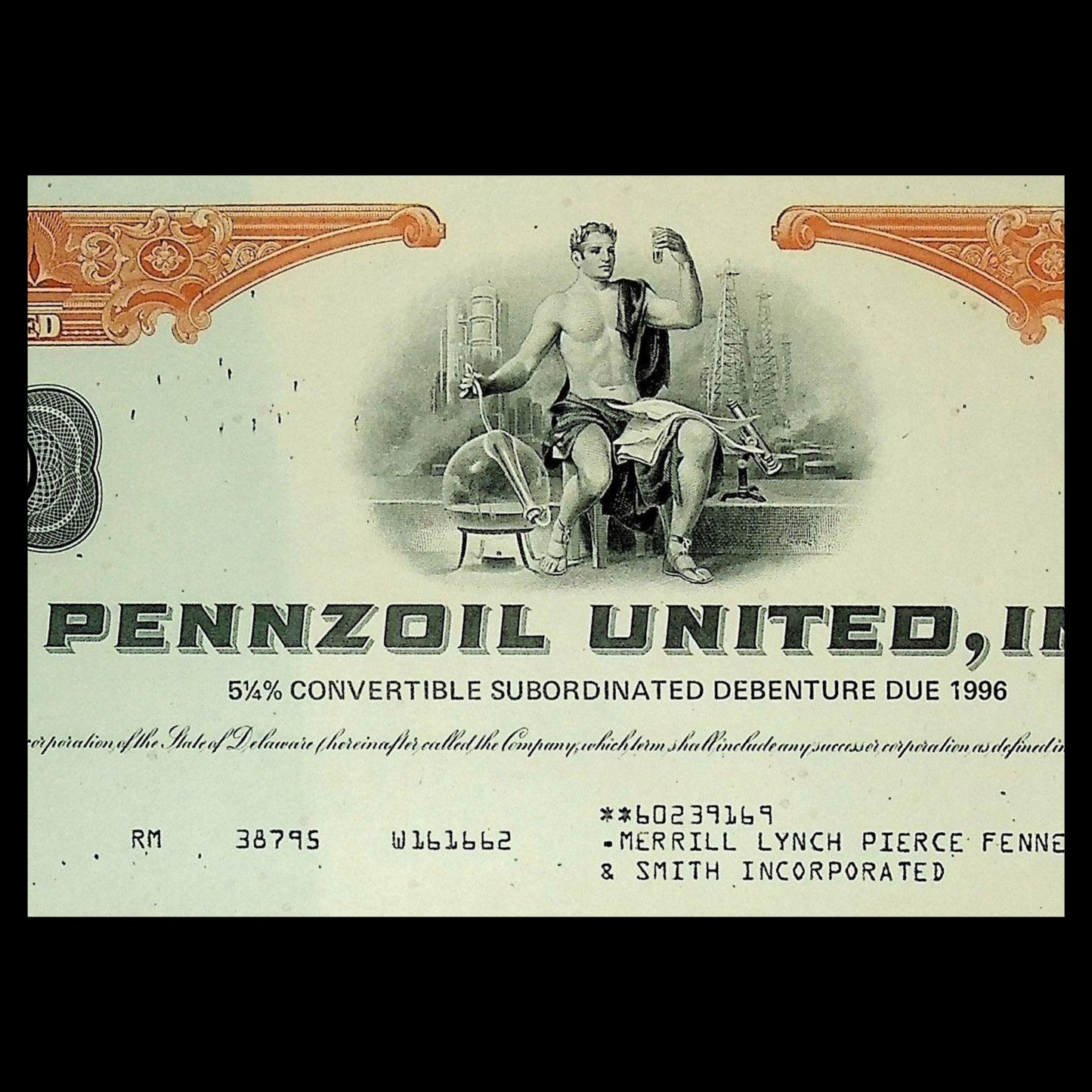 20 世纪 70 年代的 Pennzoil United Inc(现为 Shell)债券证书