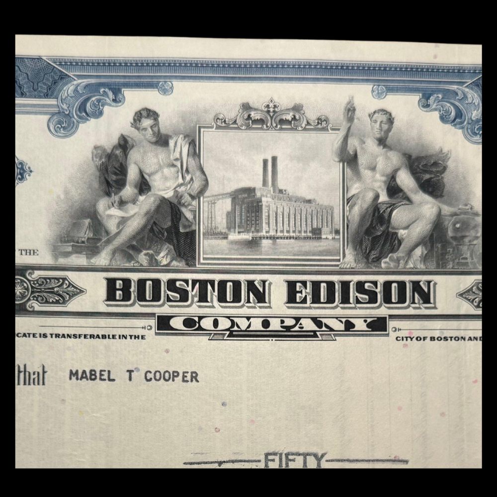 Boston Edison Company Stock Certificate from 1960s Massachusetts