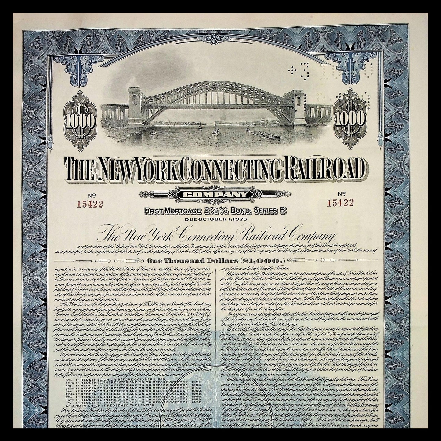 纽约连接铁路公司(纽约地狱门大桥)1945 年债券