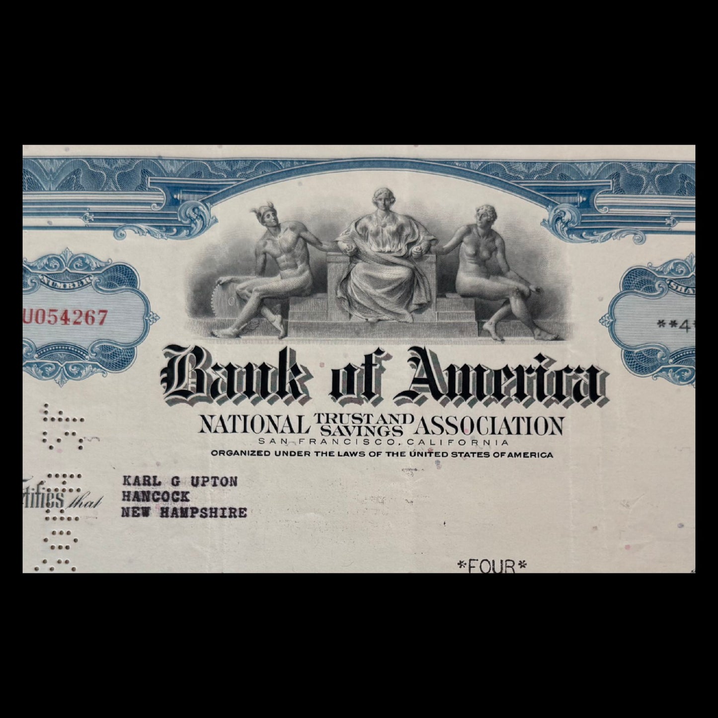 1950/60 年代的美国银行股票凭证