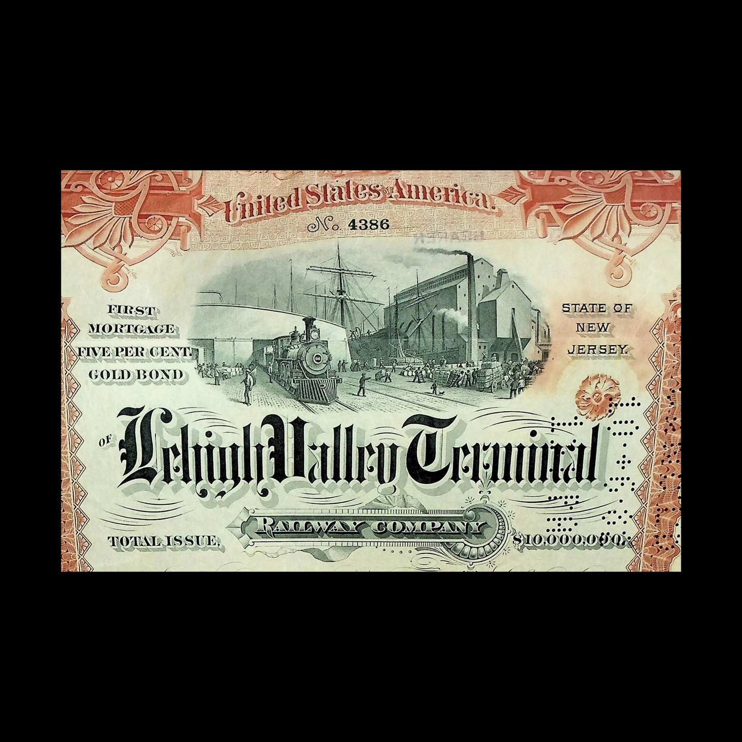 1892 年利哈伊谷终点铁路公司债券证书