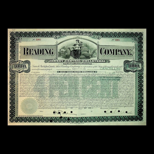 Reading Company Gold Bond Certificate from 1930s