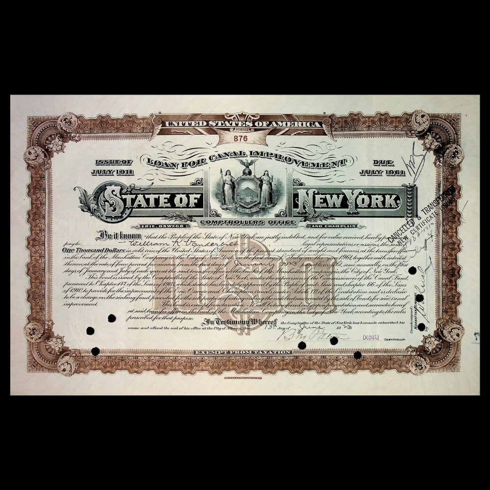 State of New York Bond Combo Pack (issued to William K. Vanderbilt) – New York, 1941