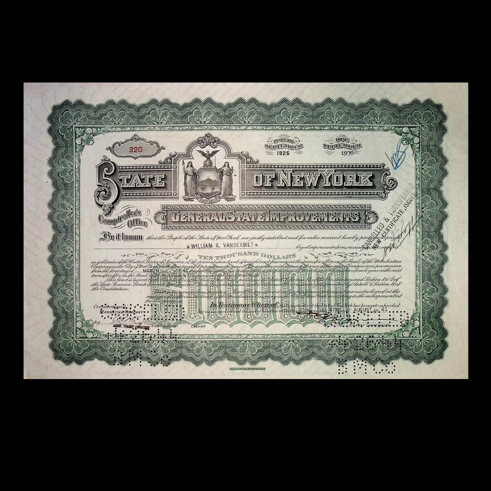 State of New York Bond Combo Pack (issued to William K. Vanderbilt) – New York, 1941