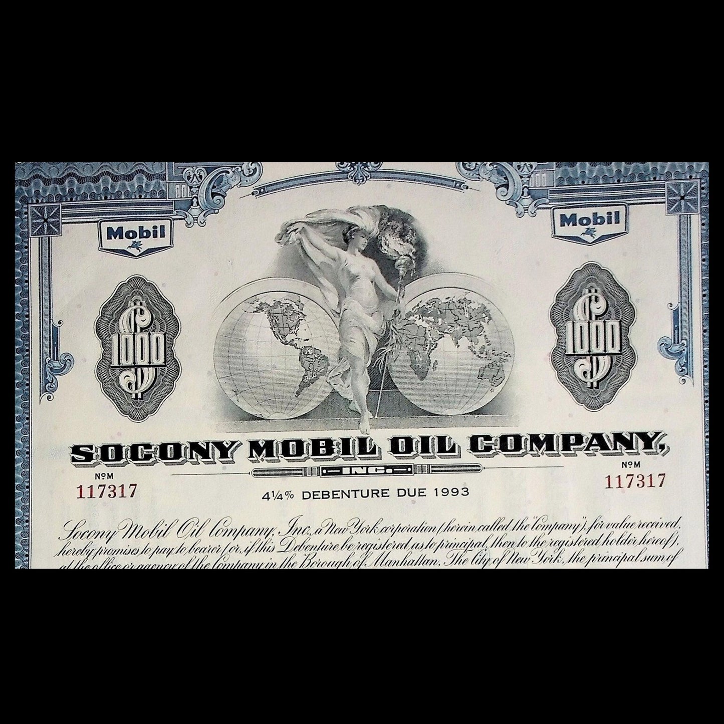 1963 年 Socony Mobil 石油公司债券证书(附有息票)