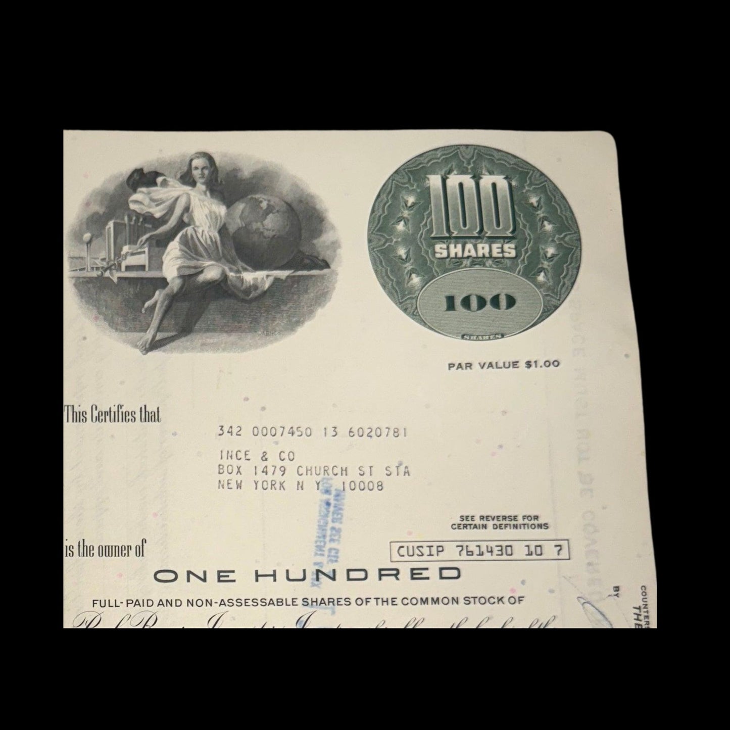 Paul Revere Investors Inc,股票证书