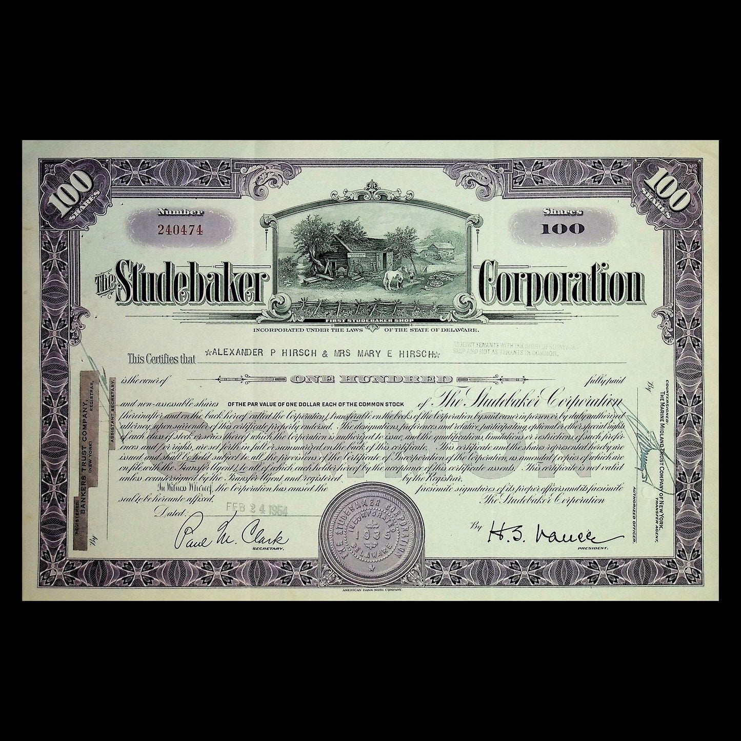 1940/50 年代的 Studebaker 公司股票证书
