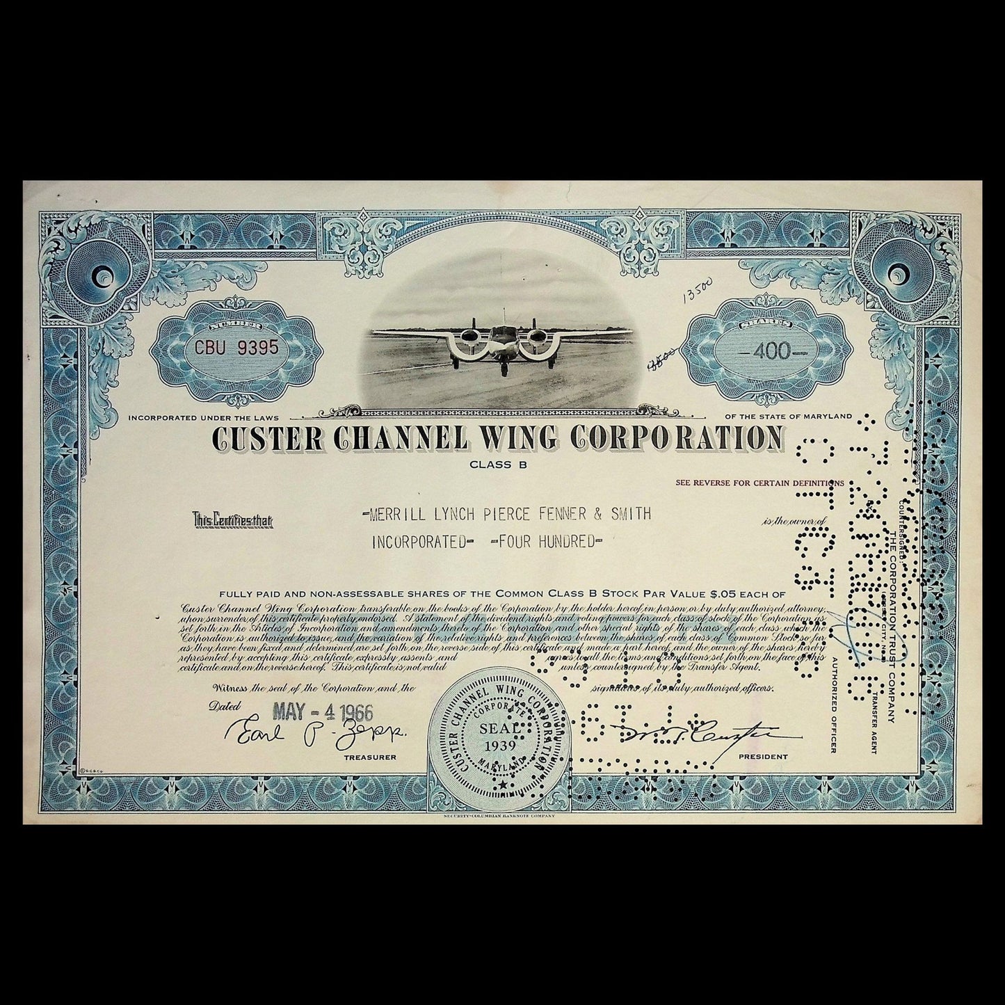Cluster Channel Wing Corporation 股票证书