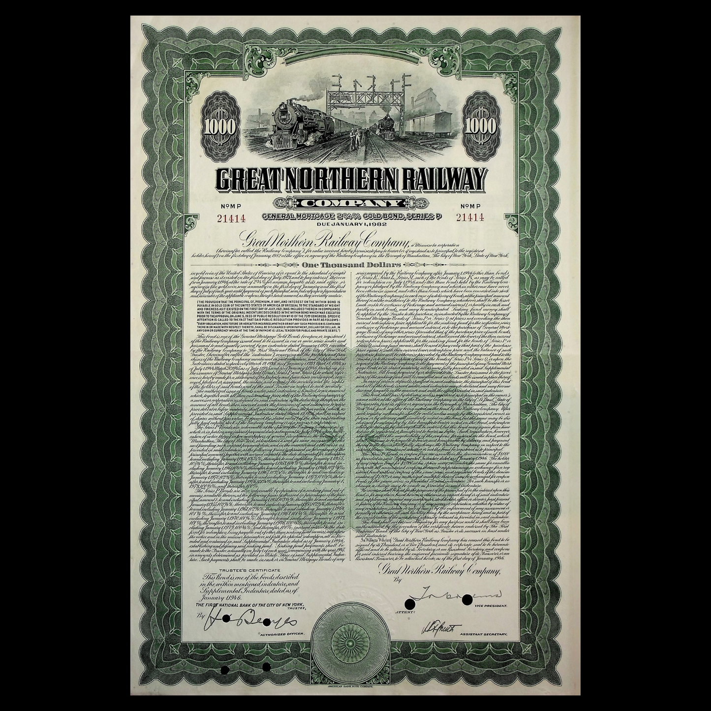 1926 年大北方铁路公司金质债券