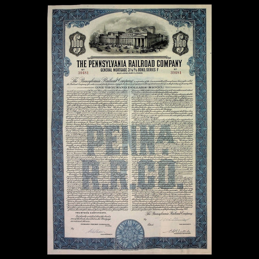 Pennsylvania Railroad Company Bond from 1944