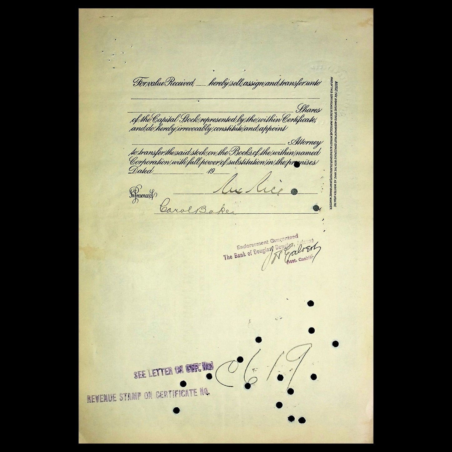 Jerome Verde (Arizona) Development Company Stock Certificate from 1920s