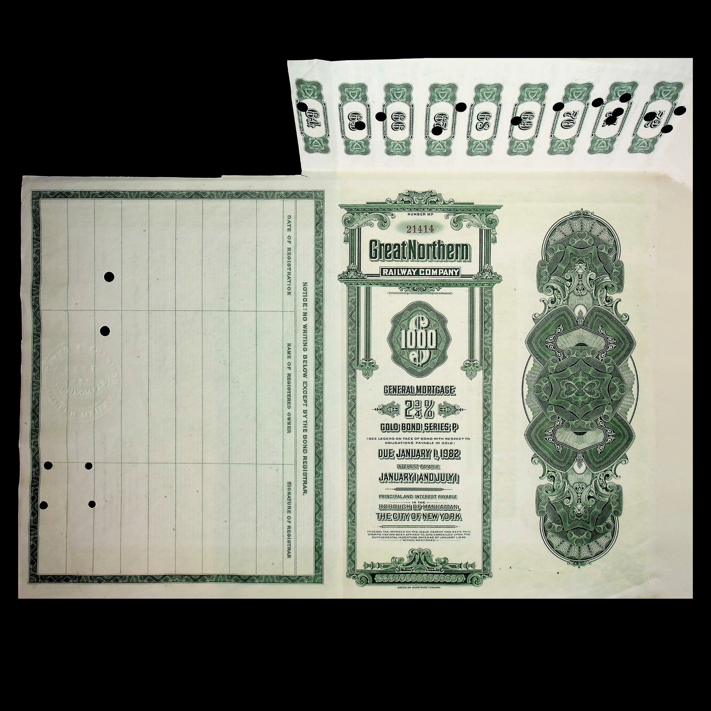 1926 年大北方铁路公司金质债券