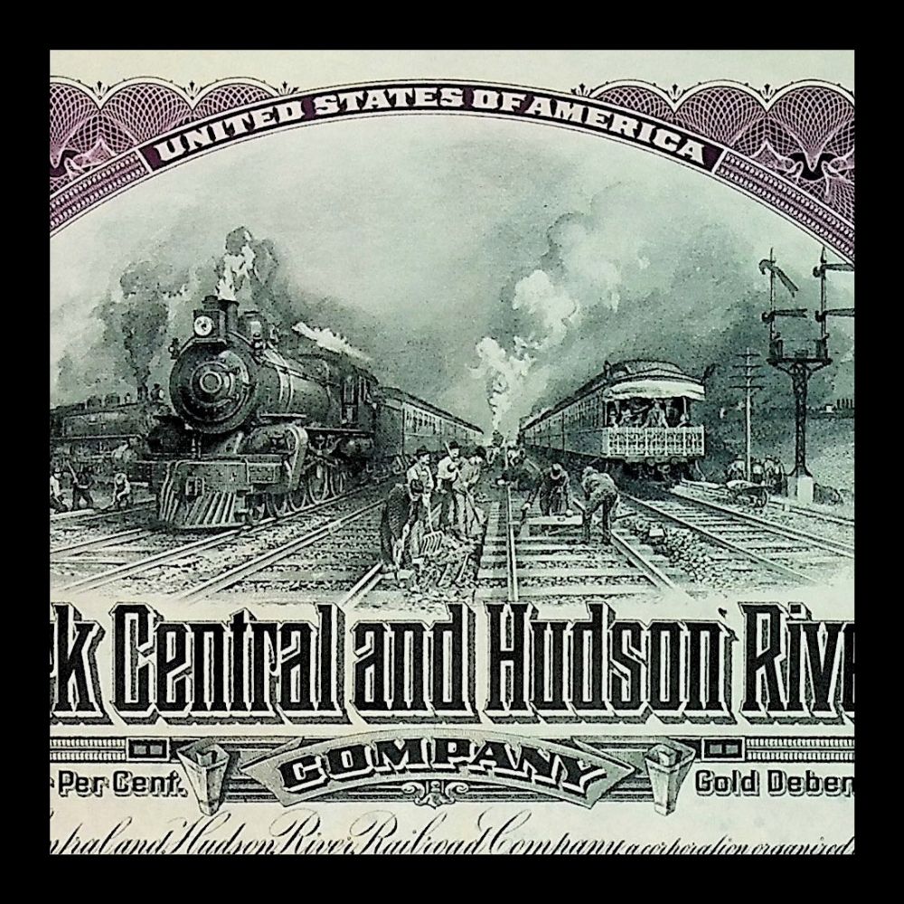 New York Central and Hudson River Railroad Company $5k Bond from 1918, Issued to William K. Vanderbilt