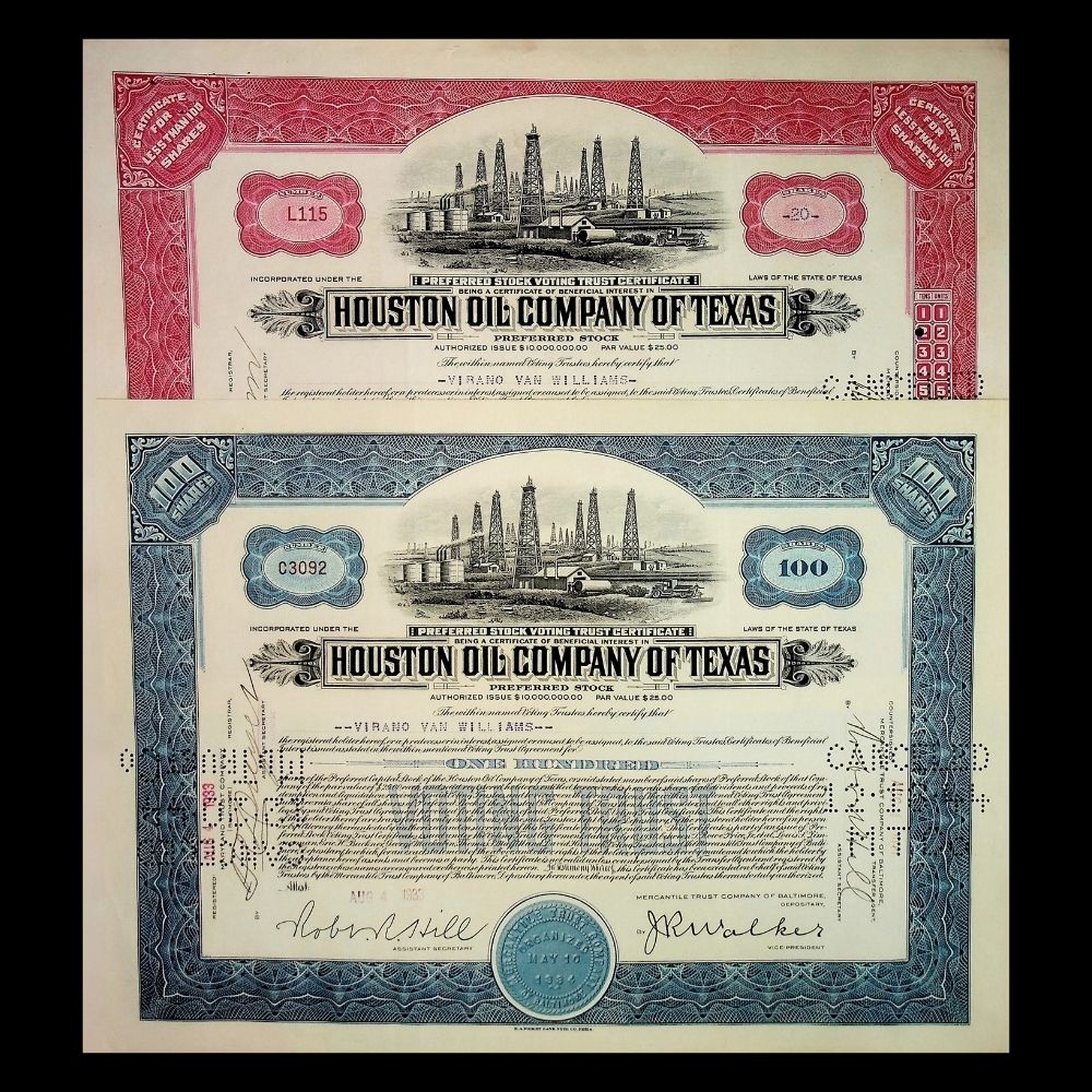 Houston Oil Company of Texas Stock Certificate from 1930s