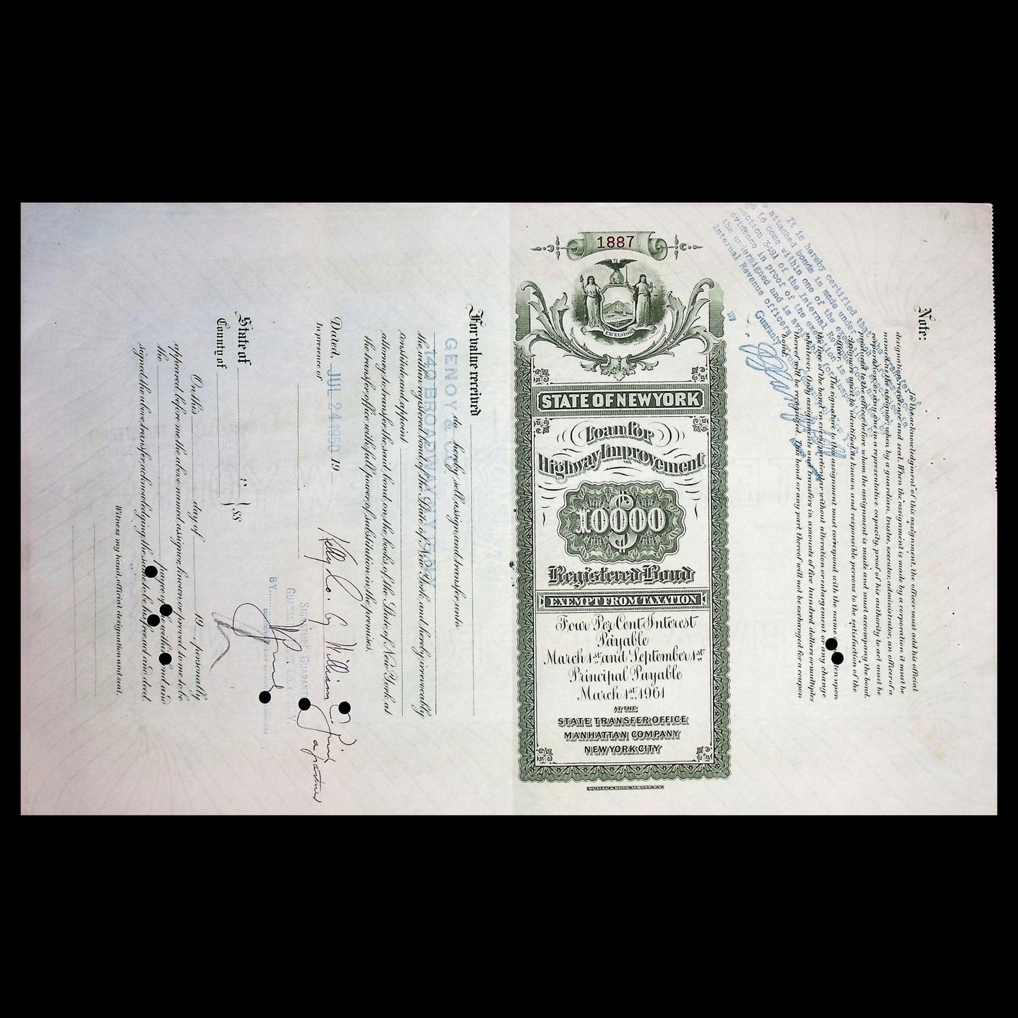 1940/50 年代纽约州公路改善债券贷款