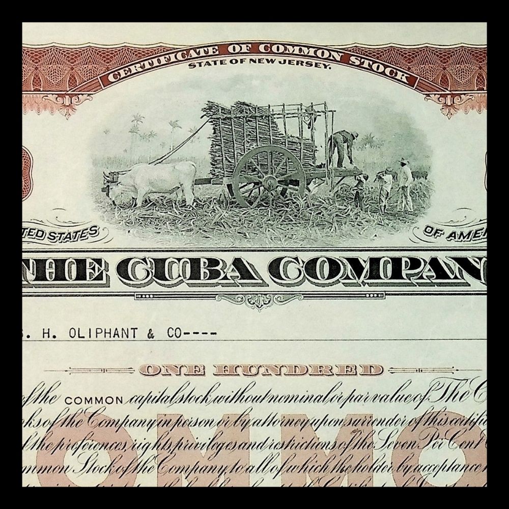 The Cuba Company Stock Certificate from 1920s