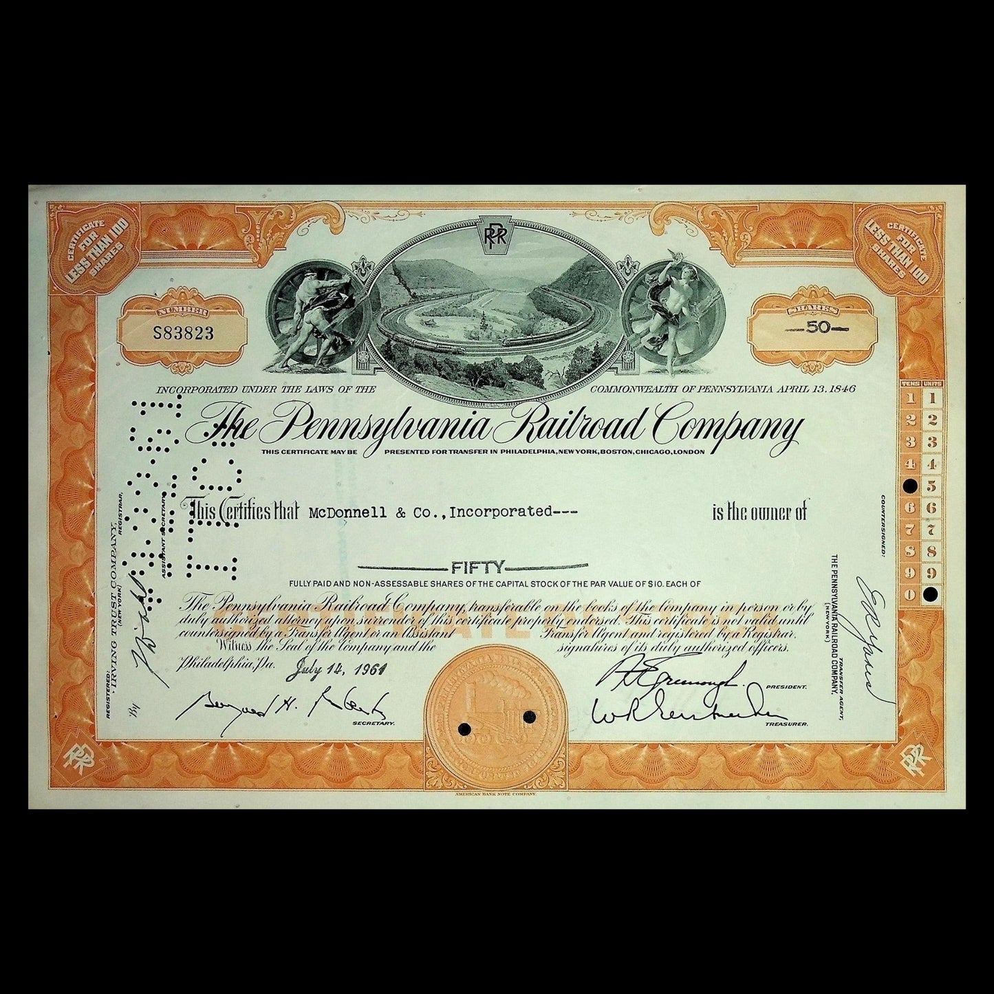 Railroad Stock & Bond Certificate Collectable Bundle Five Pack - 4x Stocks & 1x Bond